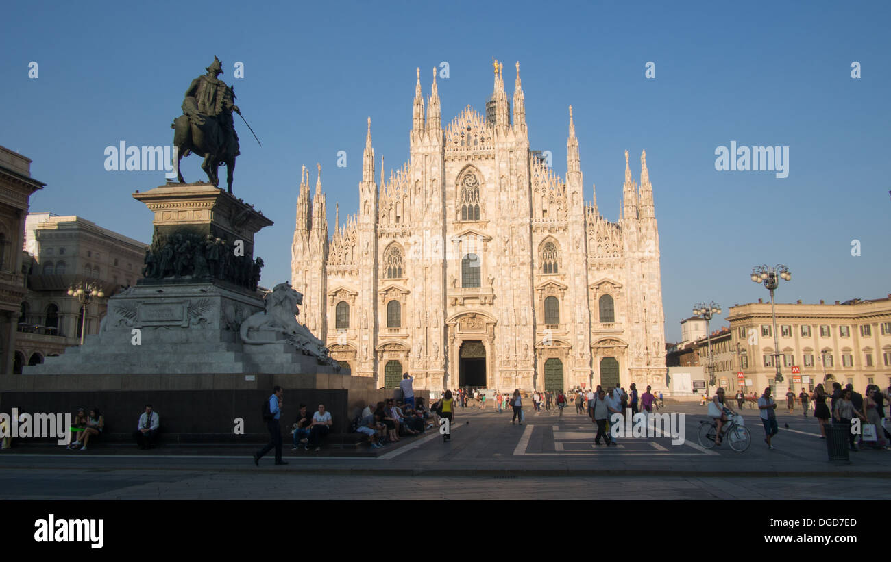 Piazza del Duomo, including the Duomo/Cathedral, Milan, Lombardy, Italy Stock Photo