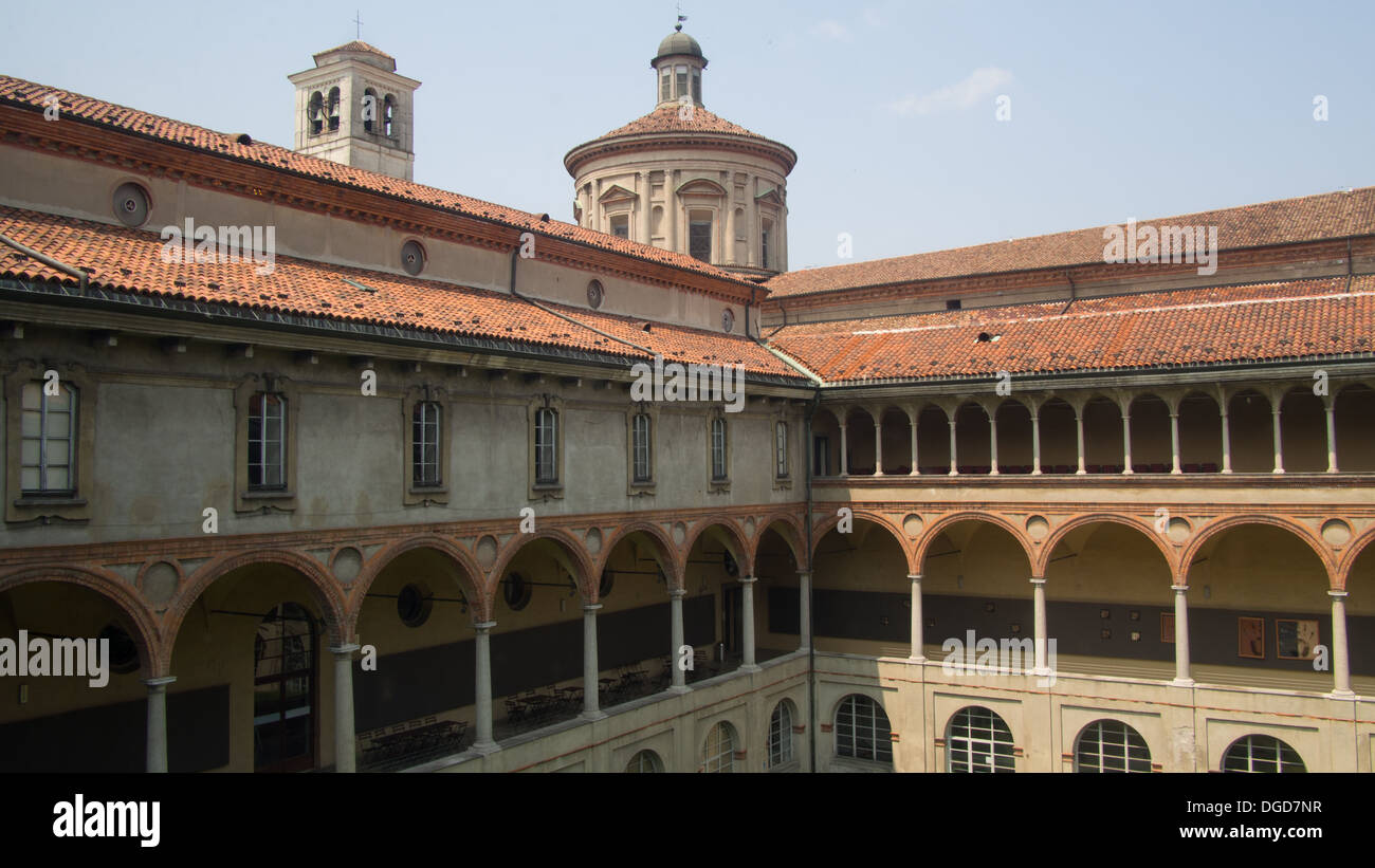 Courtyard of the National Musuem of science and technology of Leonardo da Vinci, Milan, Lombardy, Italy Stock Photo