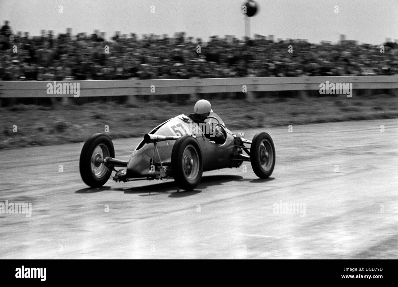 Stirling Moss driving a 500cc Formula 3 Kieft at Goodwood, England in May 1951. Stock Photo