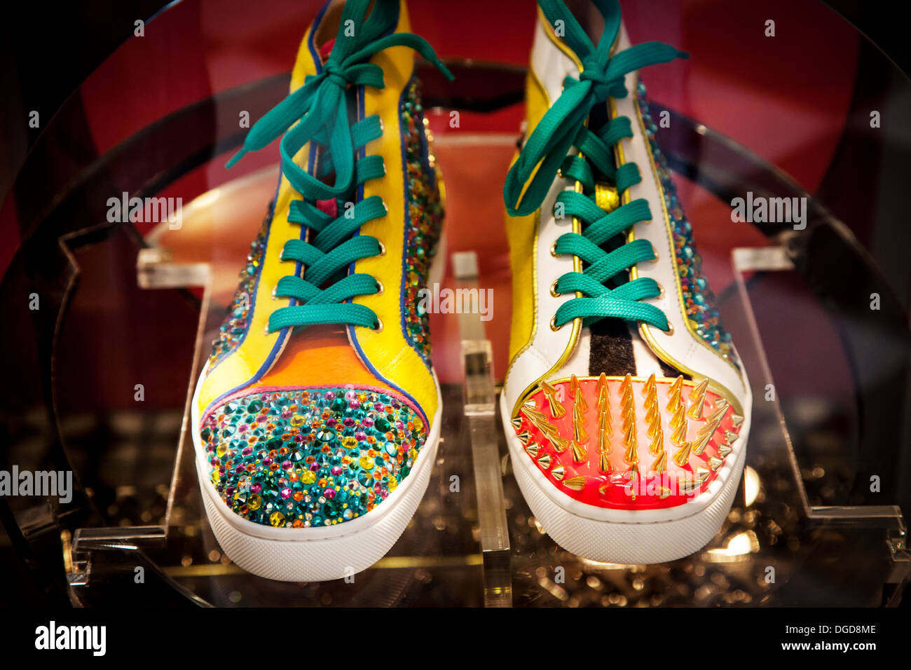 Christian Louboutin shoes on display at the designers store inside Galerie  Vero Dodat, Paris, France Stock Photo - Alamy