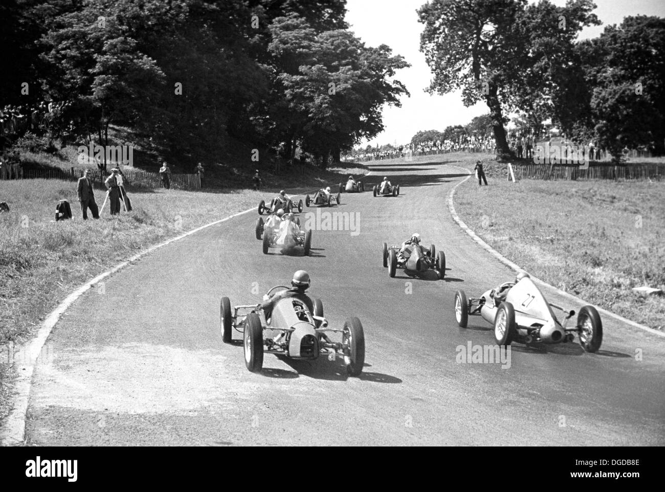 500cc Formula 3 cars racing round the North Tower Crescent at Crystal Palace, England, 11th July 1953. Stock Photo