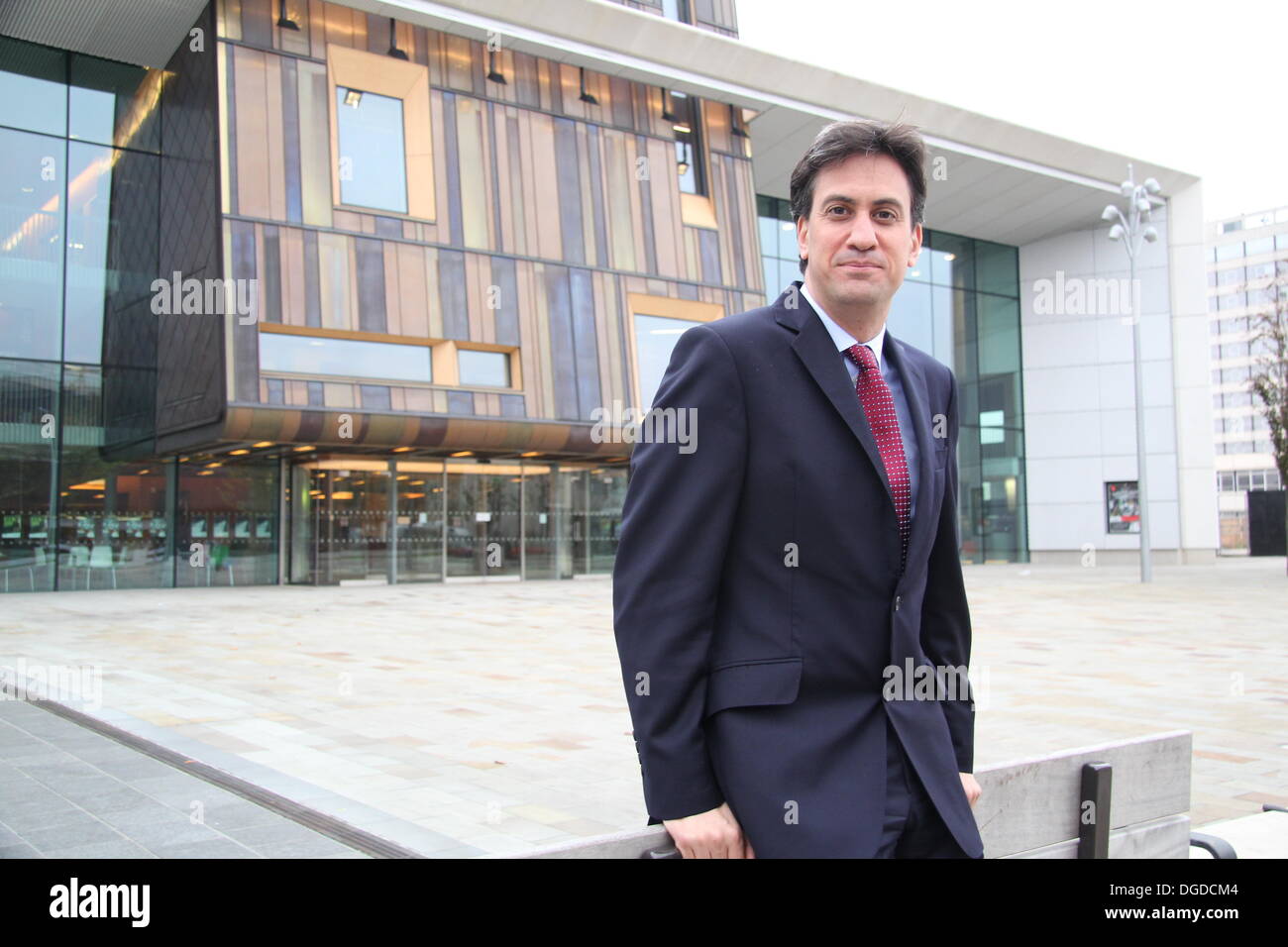 Labour Party leader & MP for Doncaster North, Ed Miliband visits Cast, Doncaster's performance venue, South Yorkshire, UK Stock Photo
