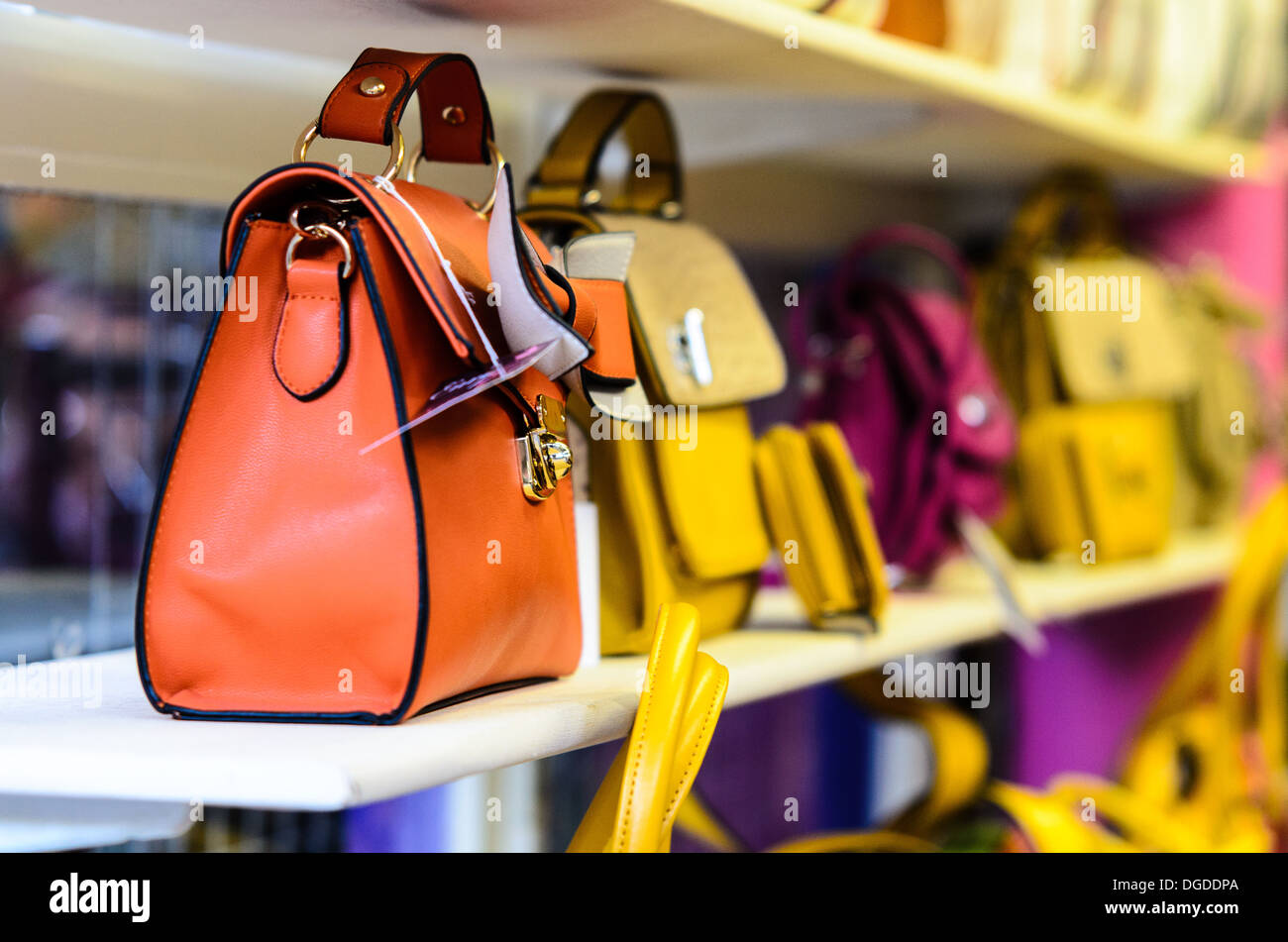 Handbags for sale in boutique Stock Photo