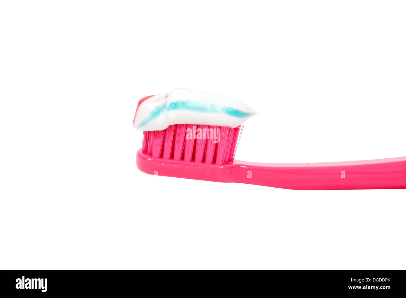 toothpaste on the toothbrush, isolated on white background Stock Photo