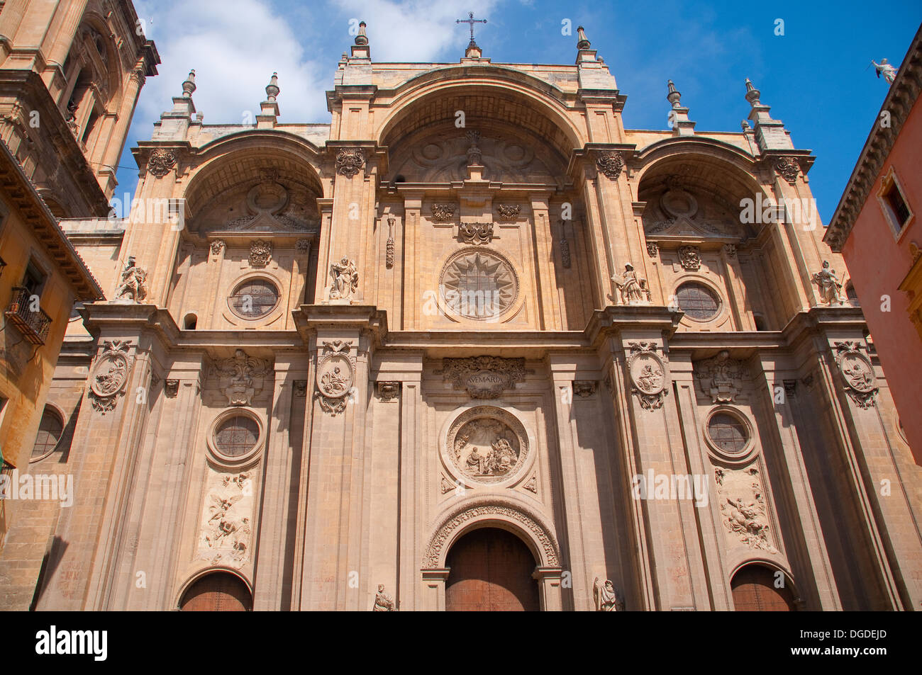 Principal Facade of Metropolitana de la Encarnación Cathedral in Granada (Cathedral of the Incarnation). Spain Stock Photo