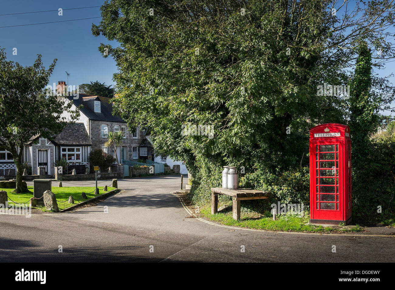 The village square in Crantock in Newquay in Cornwall. Stock Photo