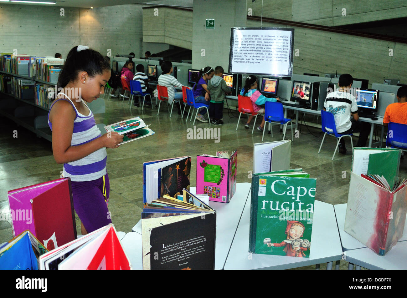 Red Riding Hood Stories , Parque Biblioteca Leon de Greiff - Comuna 8 in MEDELLIN .Department of Antioquia. COLOMBIA Stock Photo