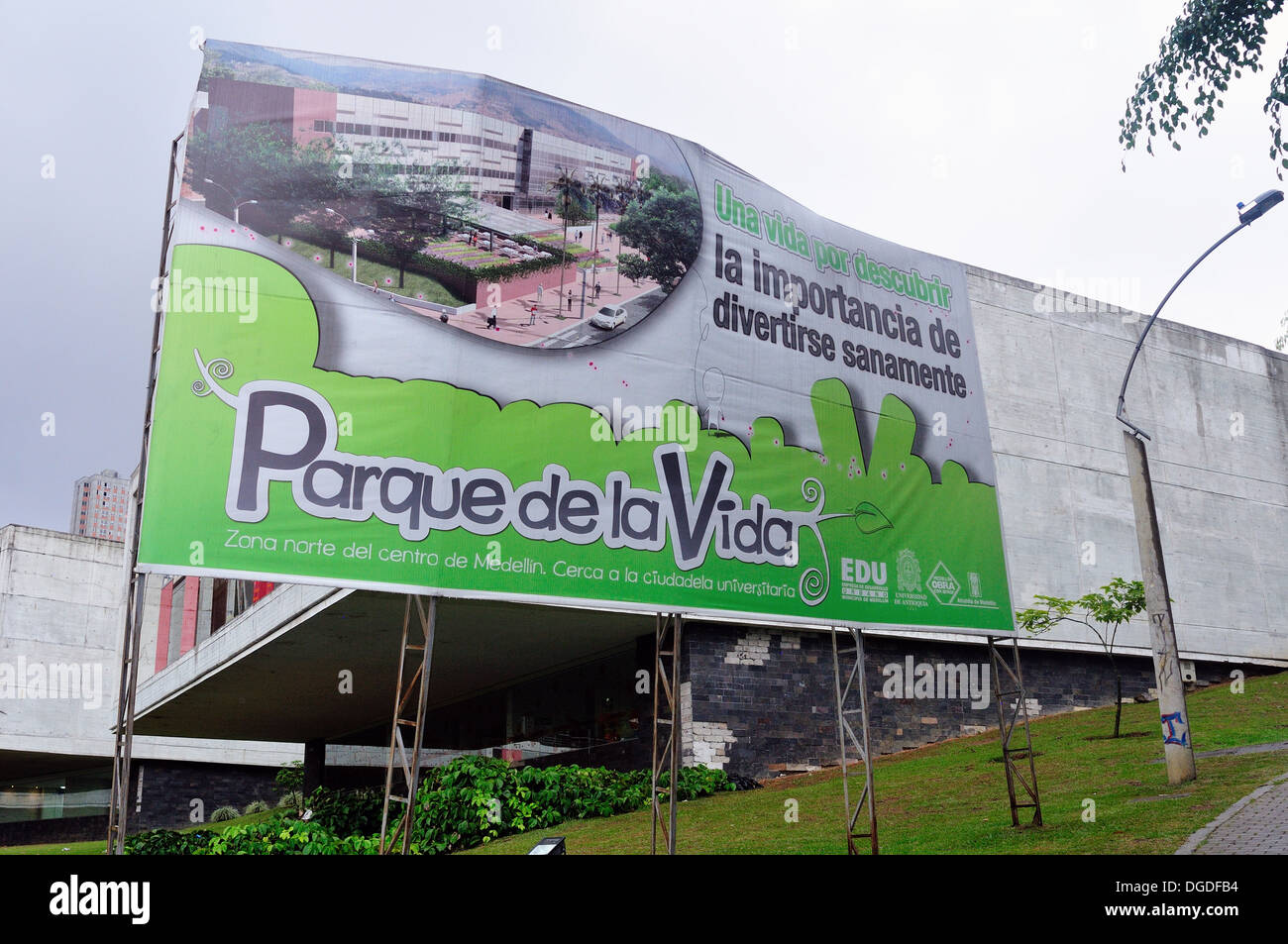 Parque de la Vida Sign - Comuna 8 in MEDELLIN .Department of Antioquia. COLOMBIA Stock Photo