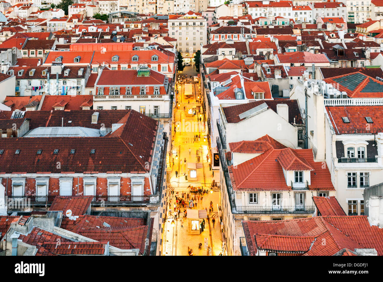 Street of Santa Justa, Lisbon, Portugal, Europe Stock Photo