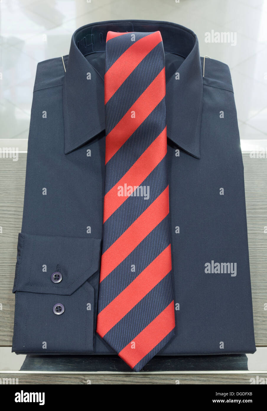 men's shirt with ties on desk Stock Photo