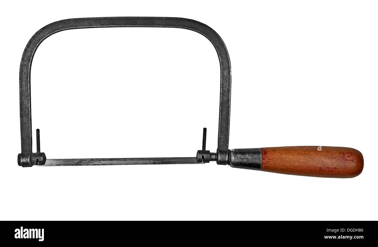 vintage gunsmith saw over white background Stock Photo