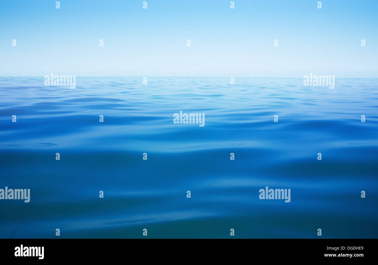 ocean or sea or lake water surface with horizon Stock Photo