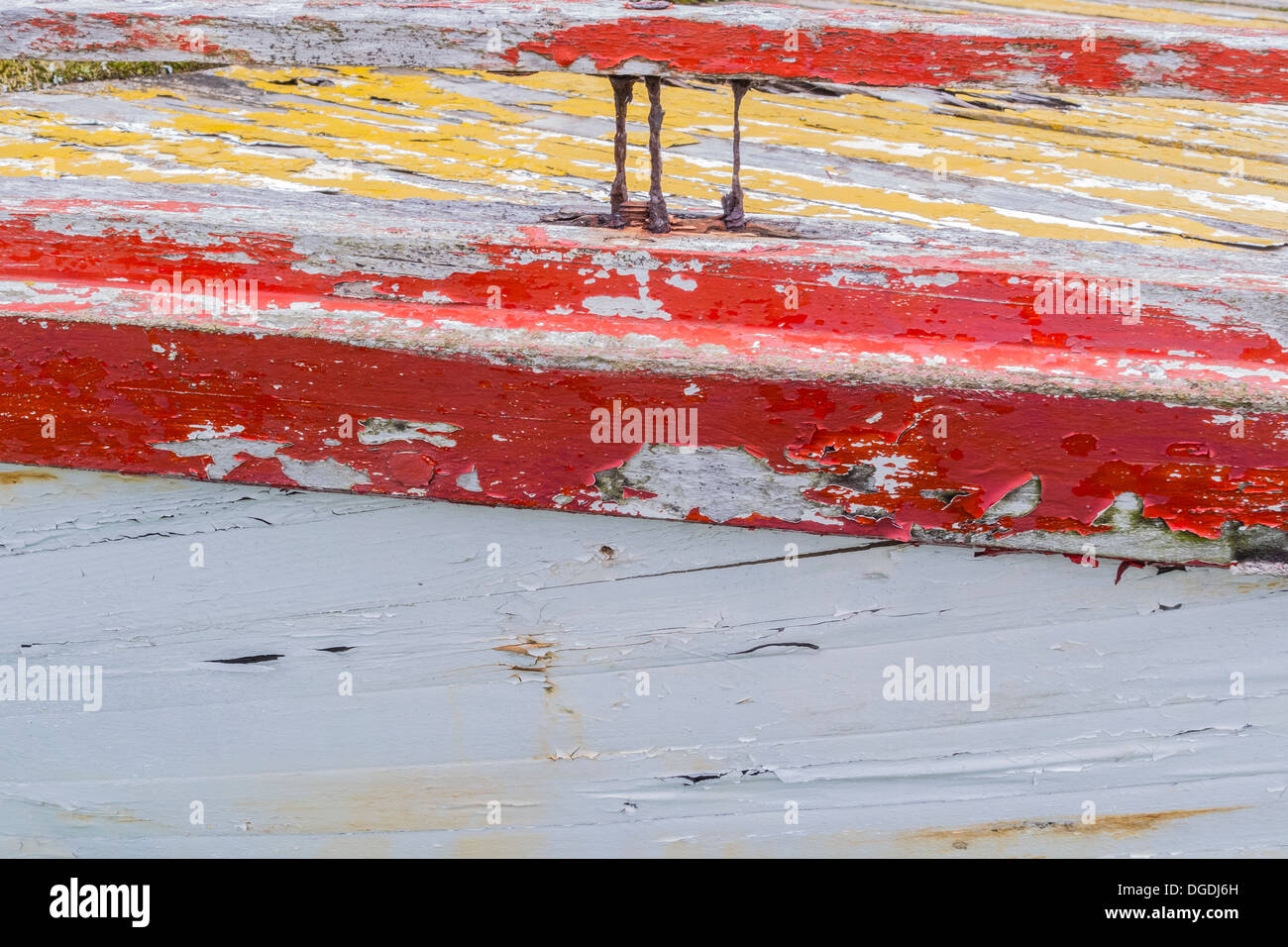 Close up of rotting wooden boat with peeling paint Stock Photo Alamy