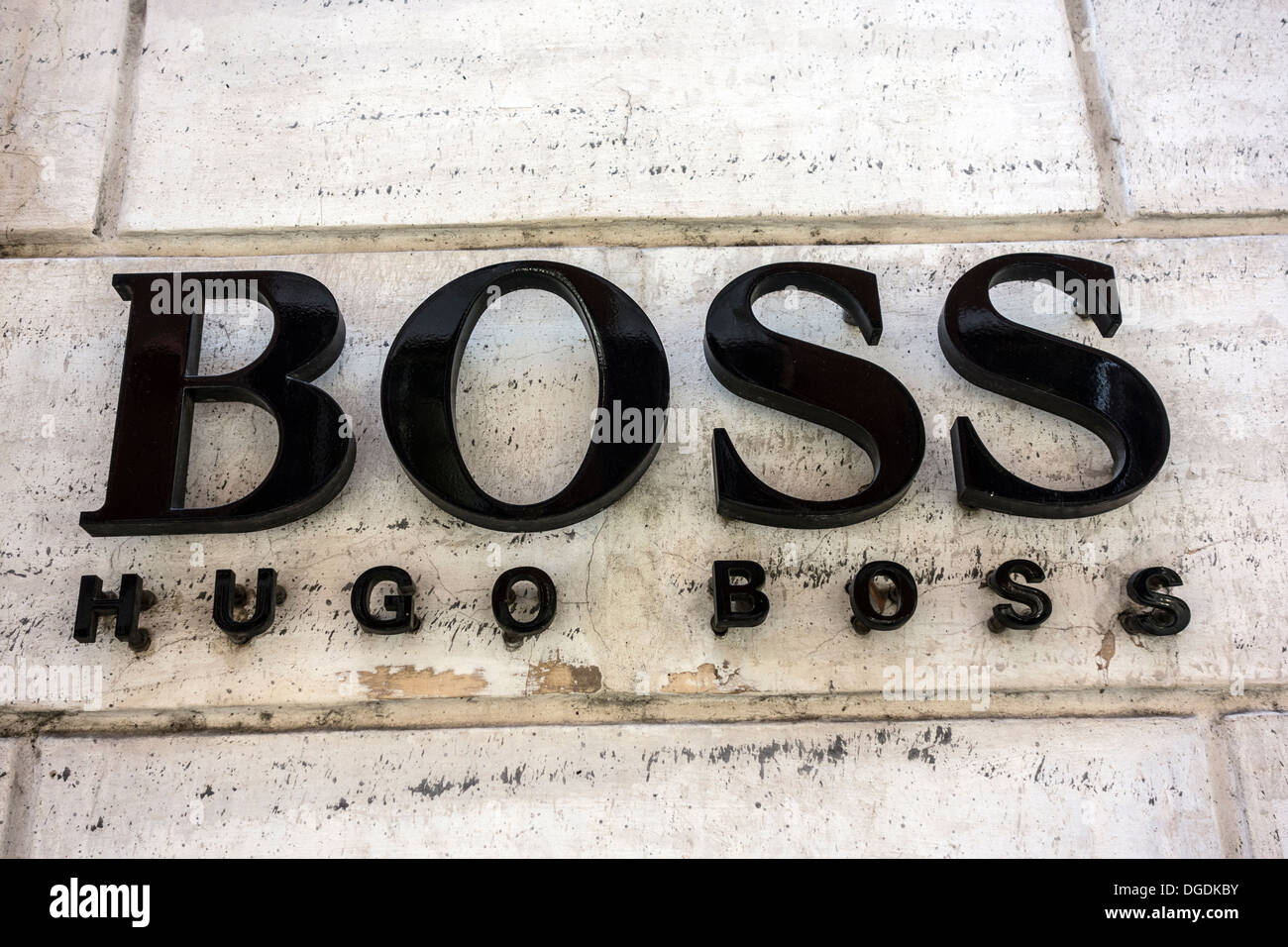HUGO BOSS logo closeup on the wall , Rome, Italy Stock Photo - Alamy