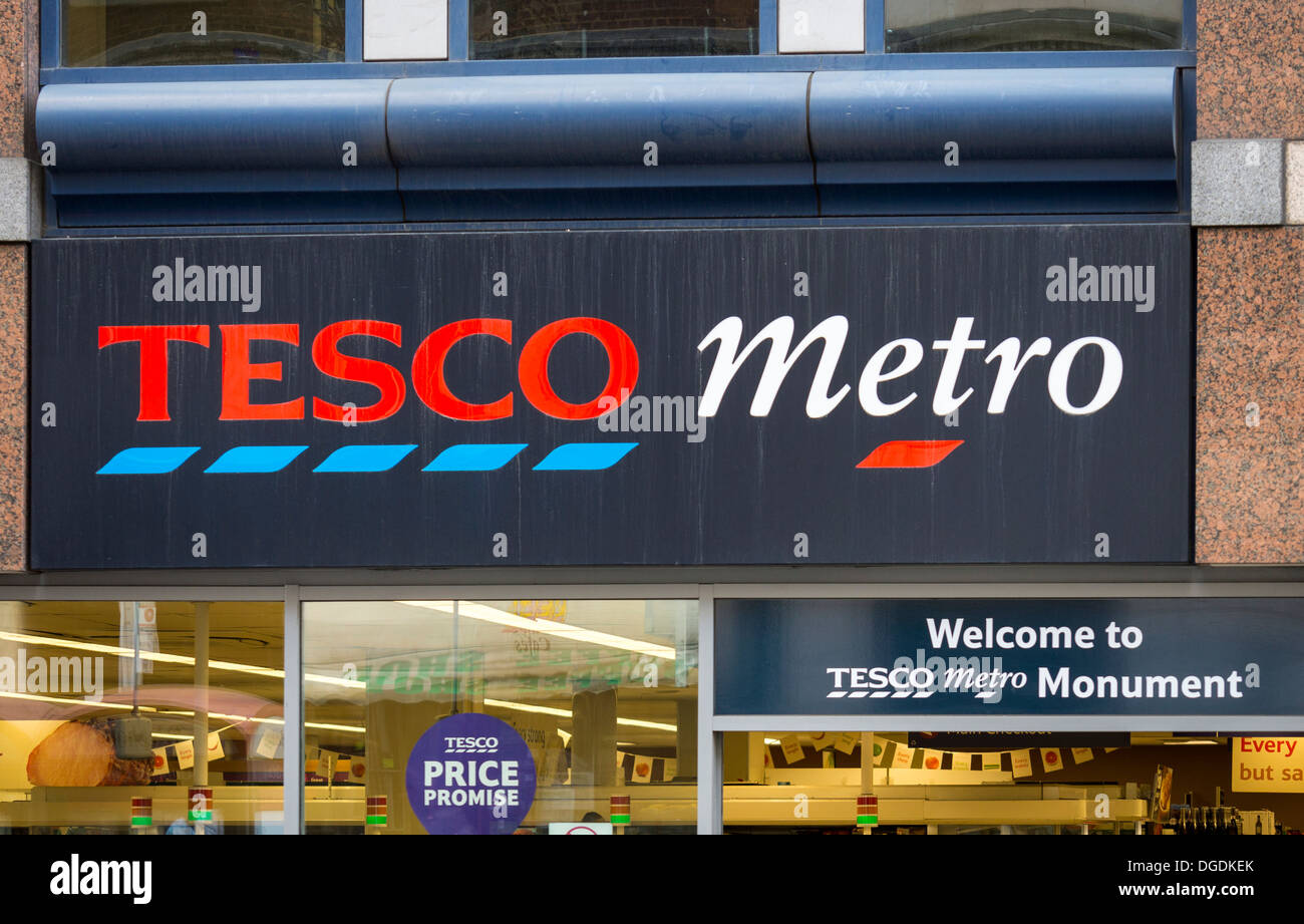 Tesco Metro Store Sign, London, Britain Stock Photo Alamy