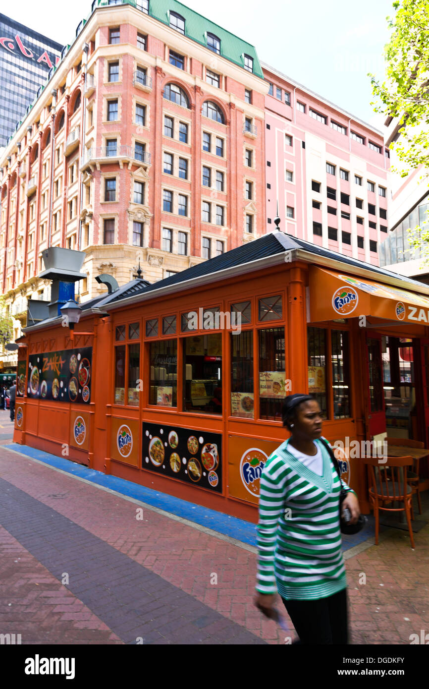 A restaurant set up in the well known St Georges Mall near Longmarket Street in Cape Town Stock Photo