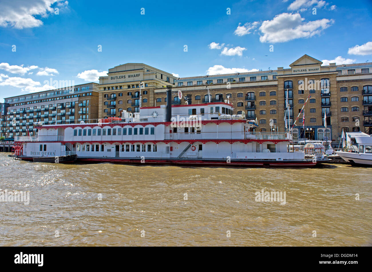 River Thames London England Uk Butlers Wharf Dixie Queen Paddle steamer