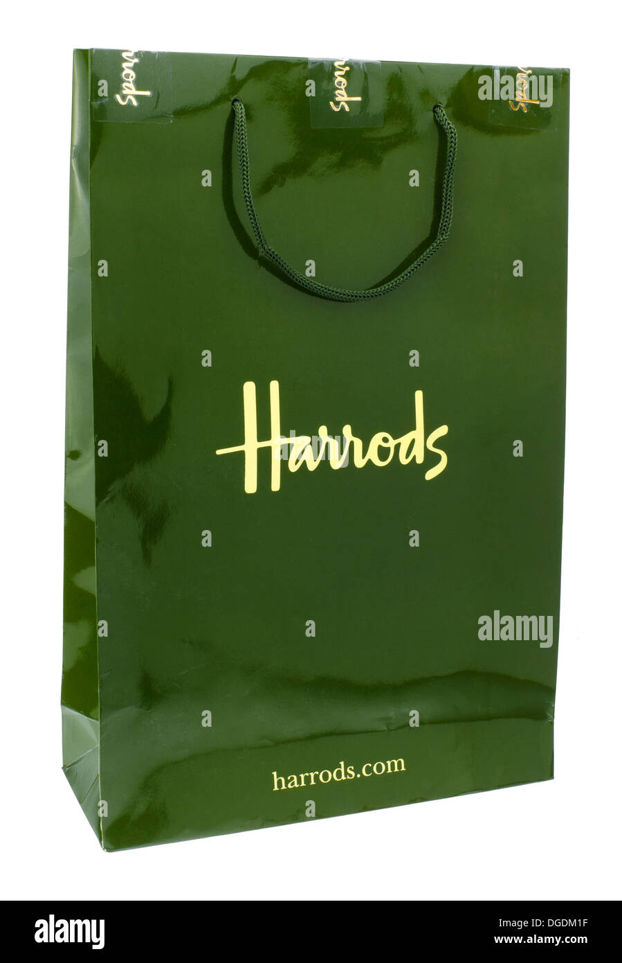 Harrods Carrier Bag, Harrods is a luxury department store in Knightsbridge, London,  It was founded in 1849 Stock Photo
