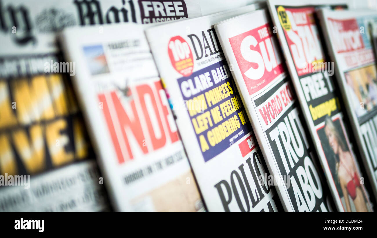 Uk Newspapers showing front pages Stock Photo