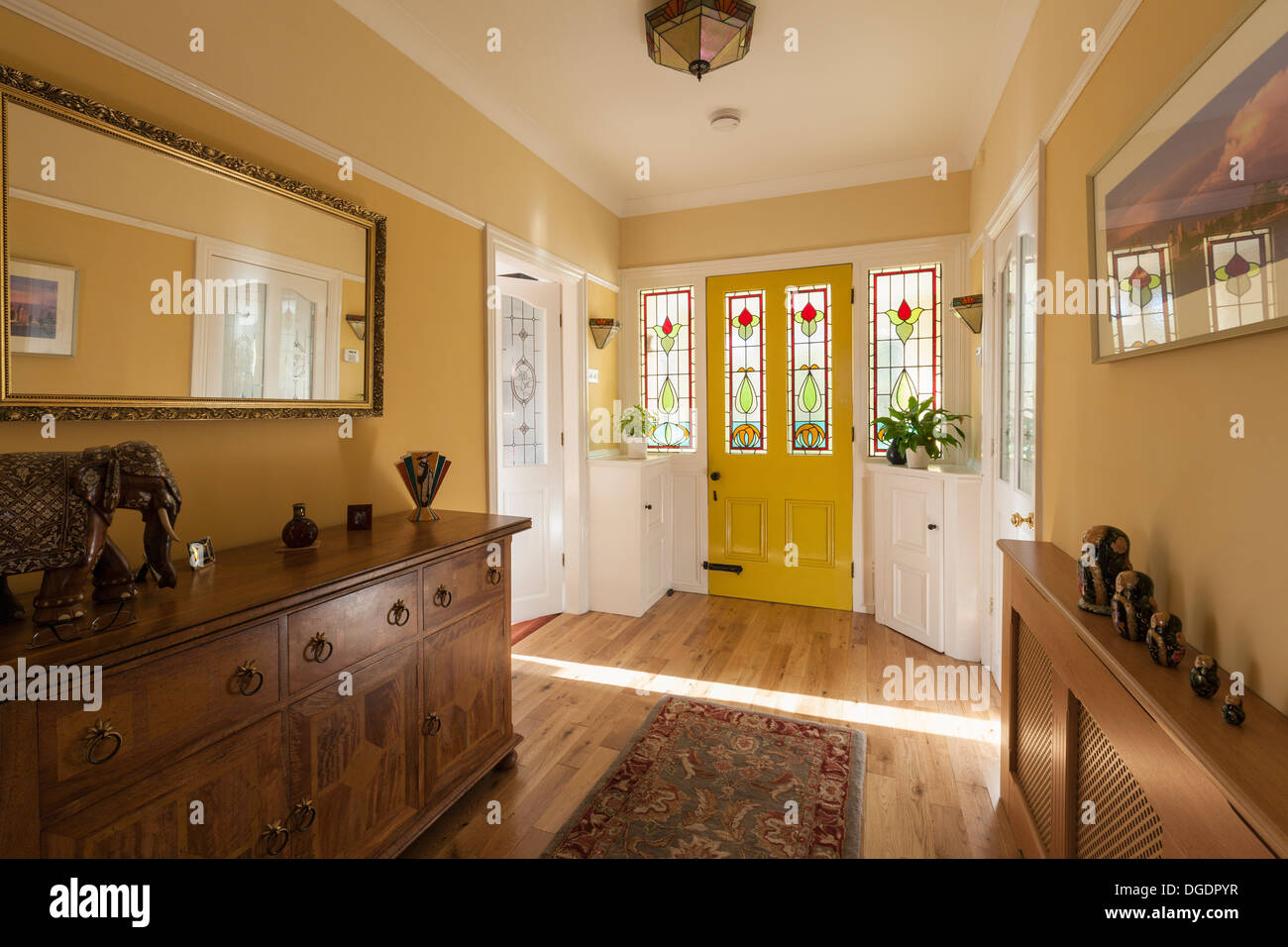Front door and hallway of domestic house Stock Photo Alamy