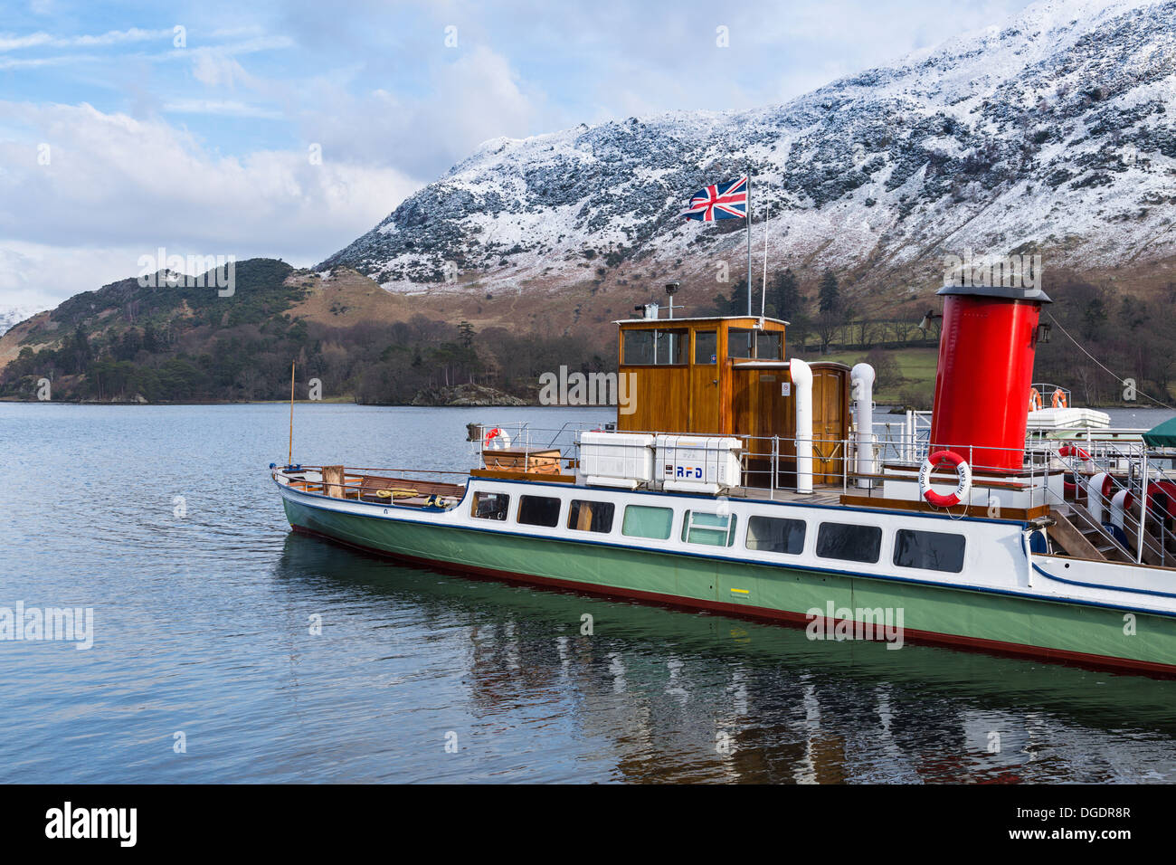 Lady of the Lake Ullswater steamer in Winter Stock Photo
