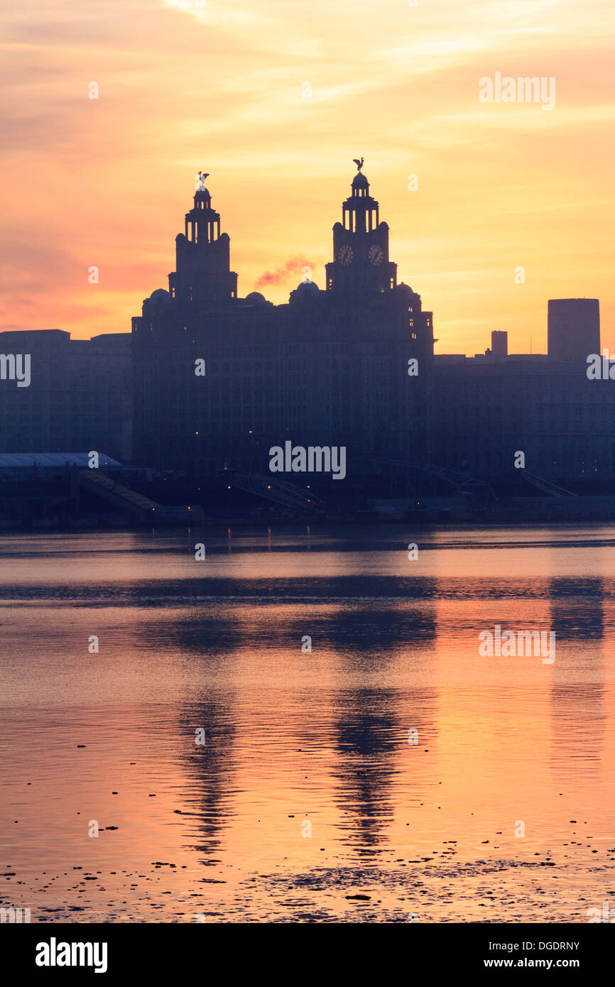 Liver building Liverpool sunrise Stock Photo