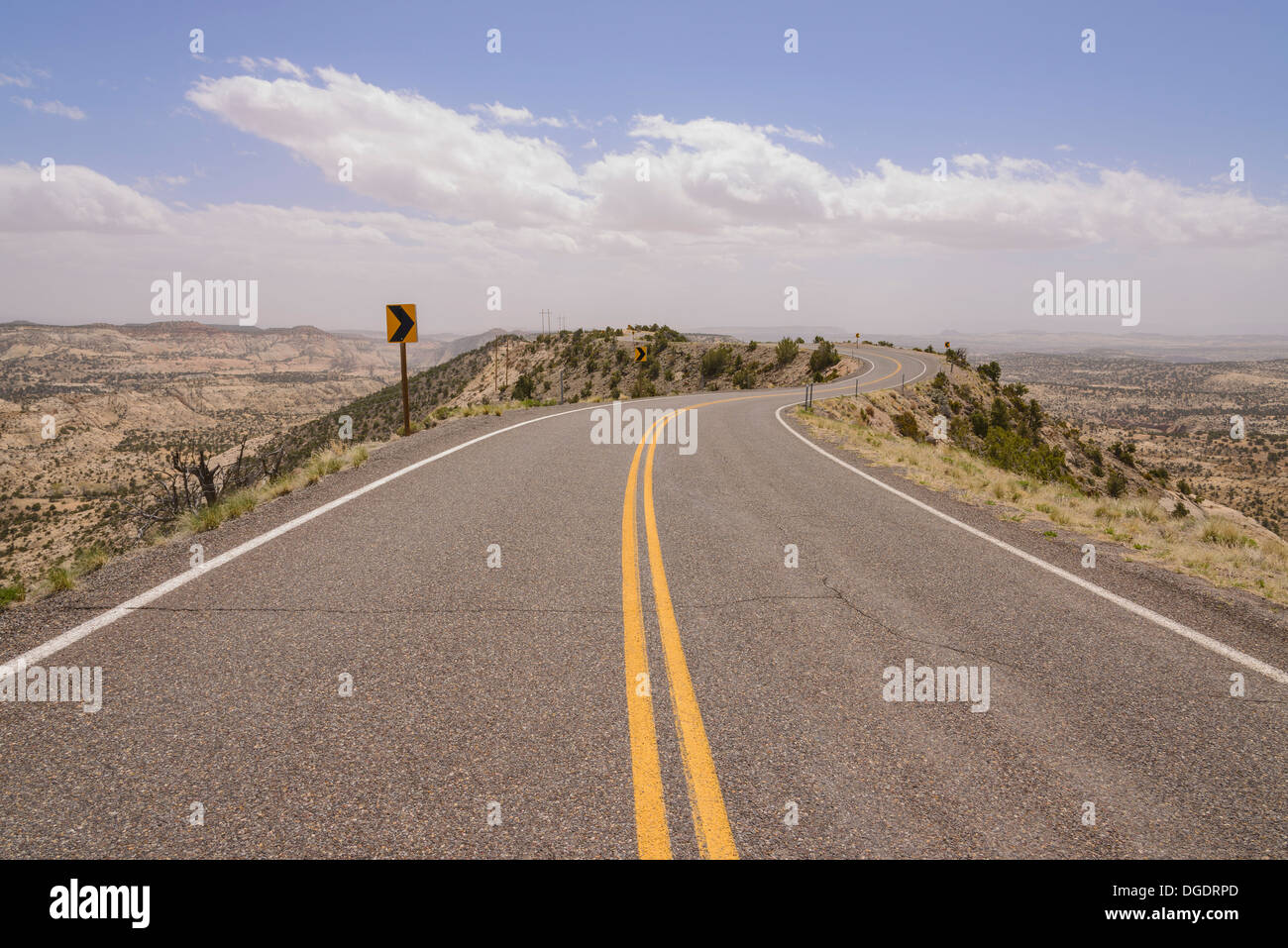 Road along the tops, Hogback Ridge, Scenic Byway 12, Utah, USA Stock