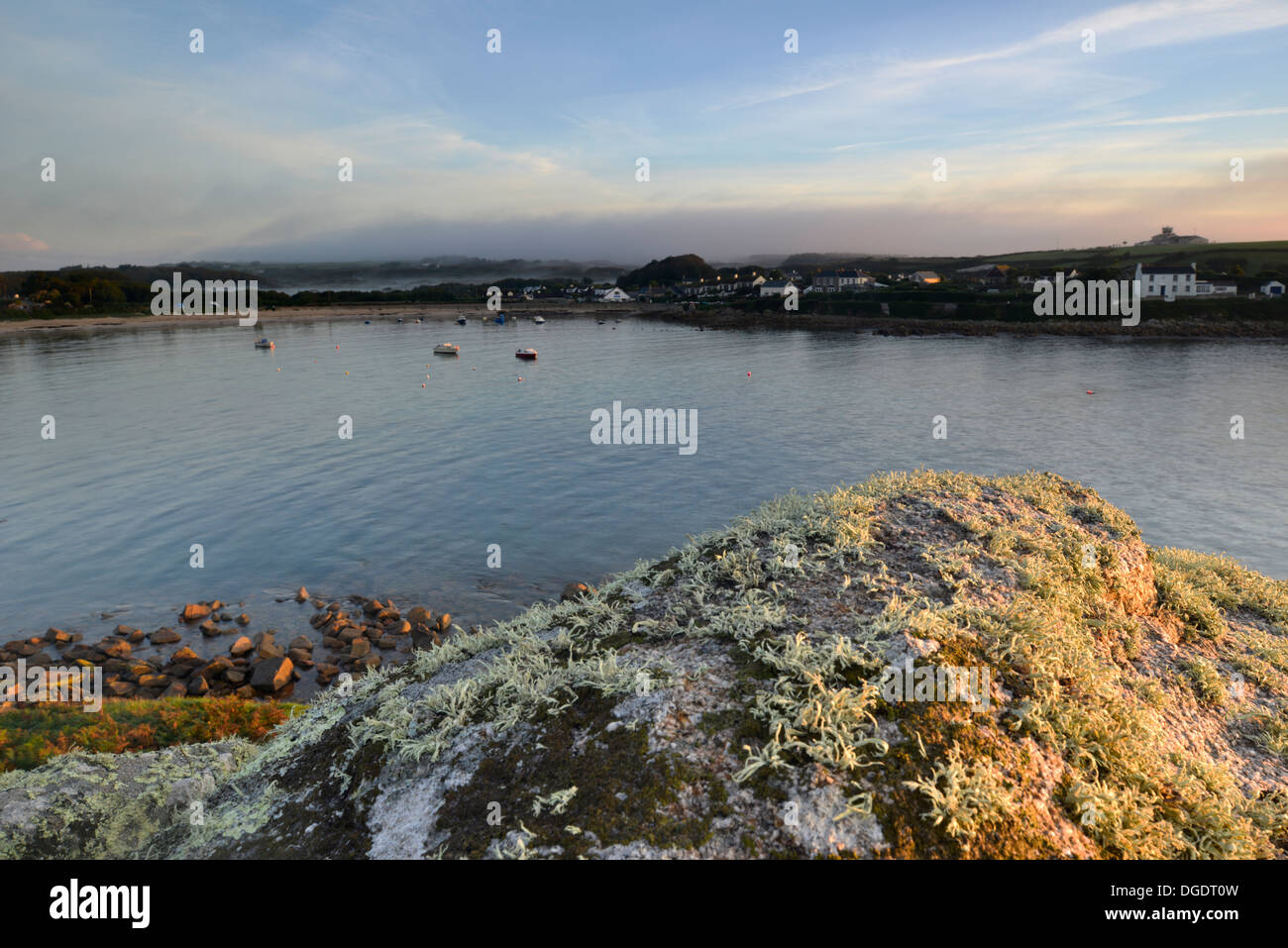 Dawn light over Old Town Bay, St Mary's, Isles of Scilly, UK Stock Photo
