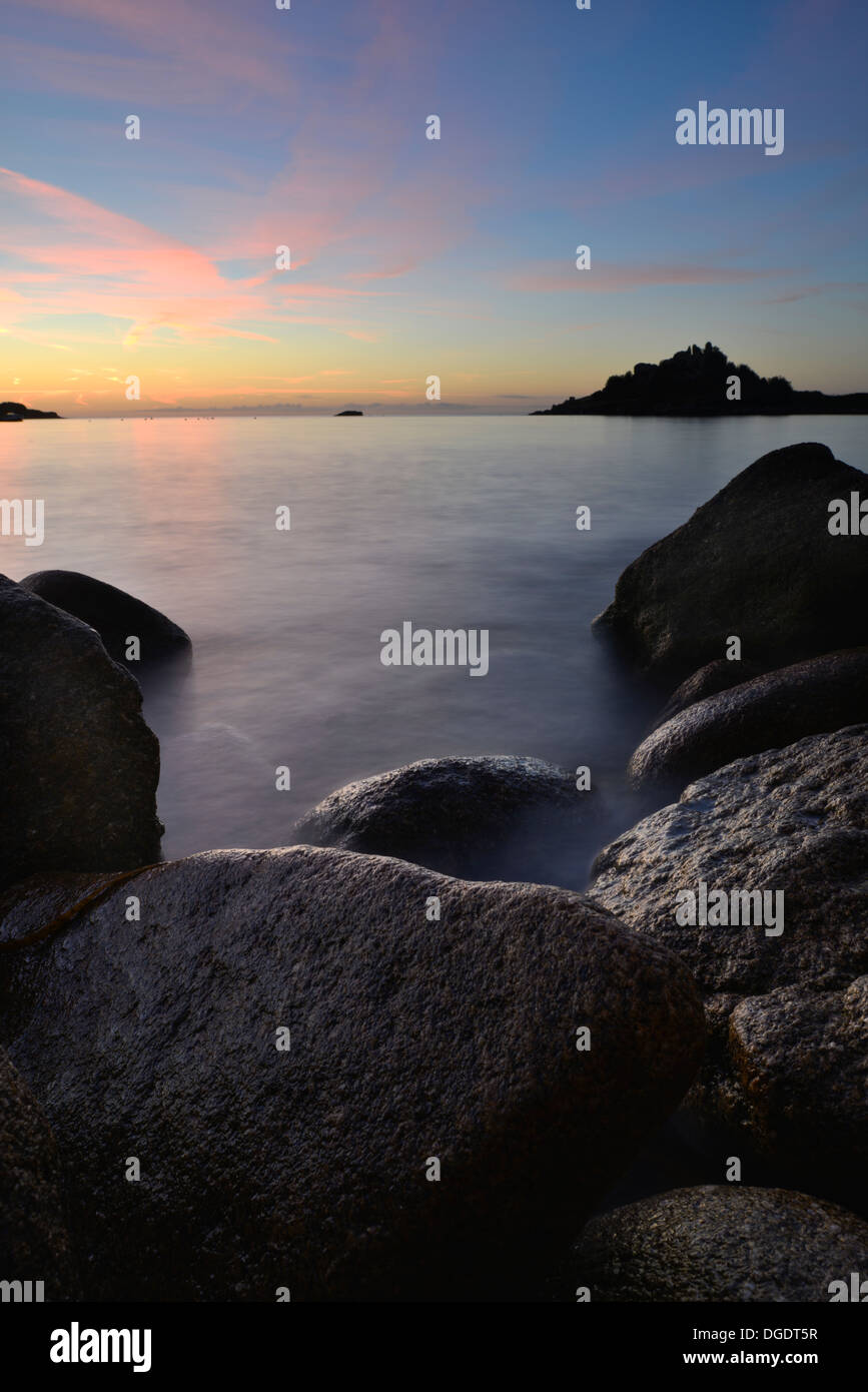 Dawn light over Old Town Bay, St Mary's, Isles of Scilly, UK Stock Photo