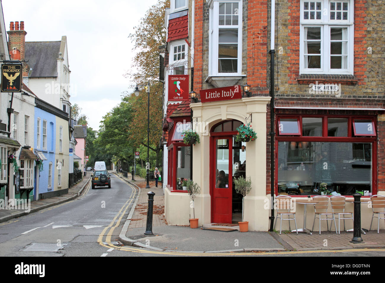 Little Italy cafe on the corner of The Avenue and Thames Street, Sunbury on Thames, Surrey, England, UK. Stock Photo