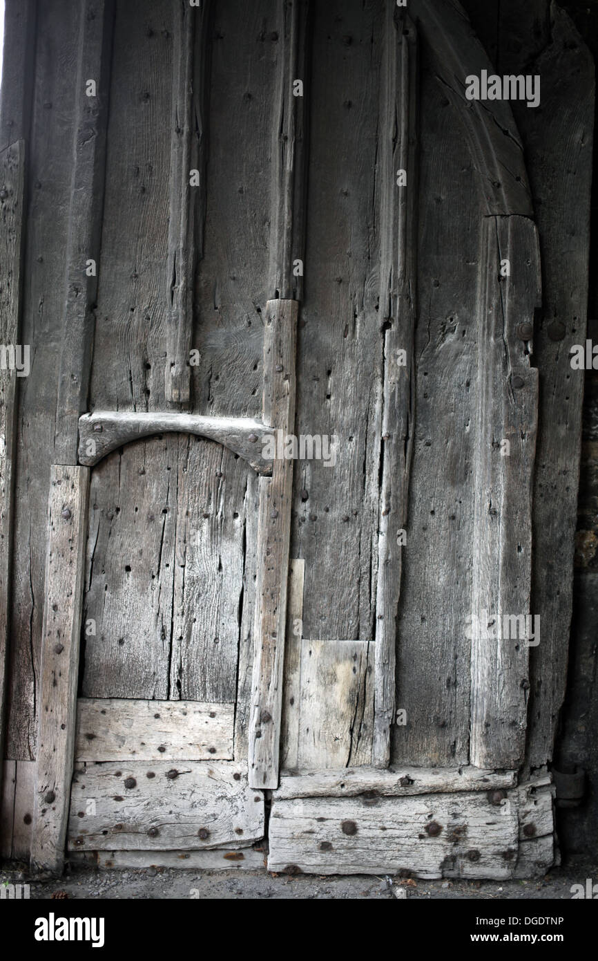 Wooden door Walmgate bar between Fawcett Street and street York City Wall Paragon