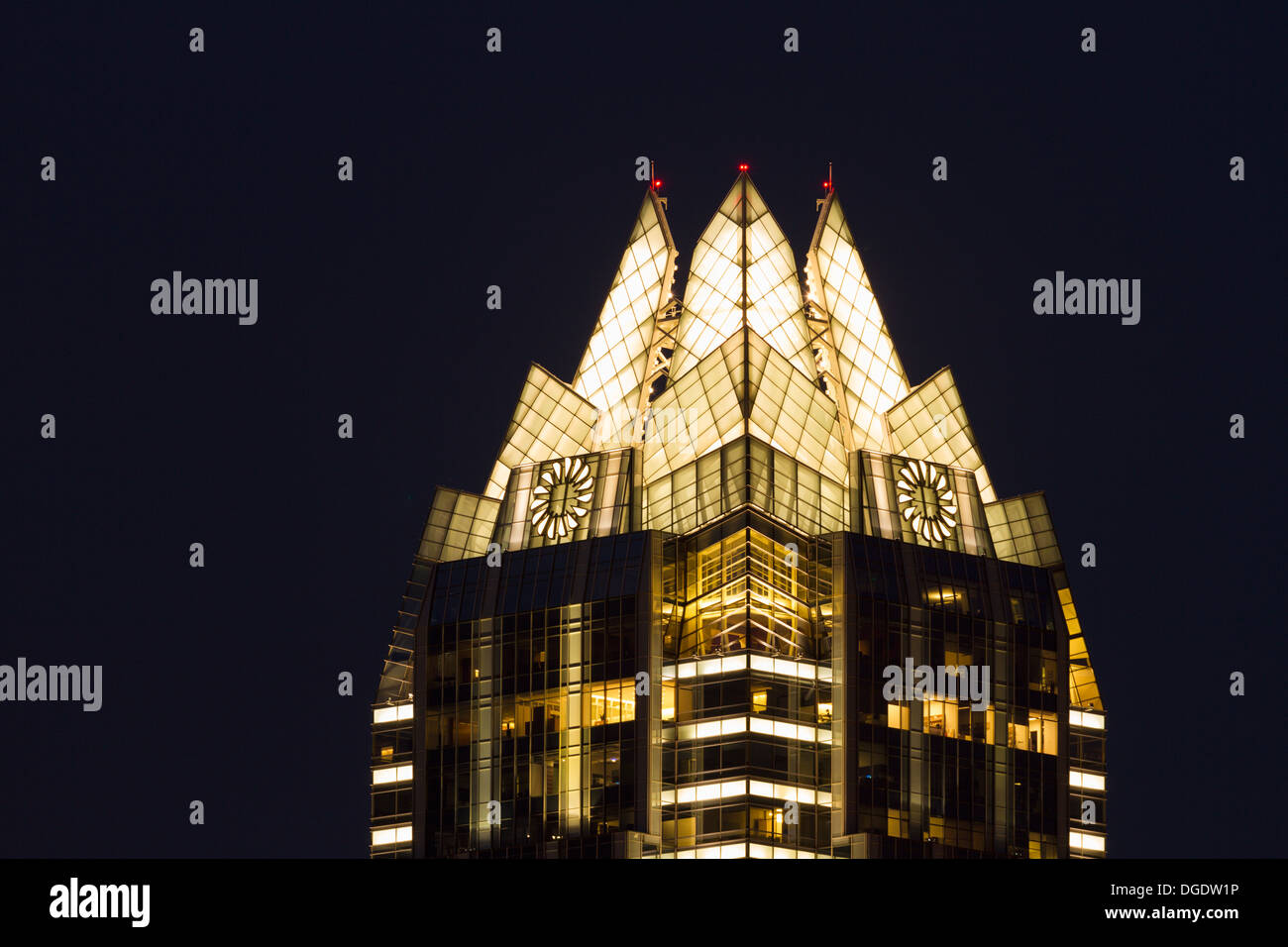 Frost Bank Tower at night Austin Texas USA Stock Photo