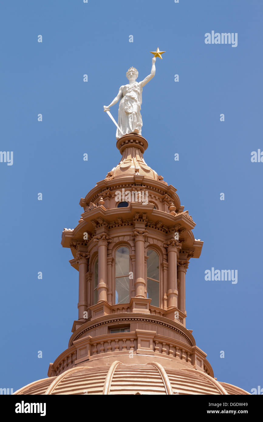 Goddess of Liberty statue Texas State Capitol building Austin USA Stock Photo