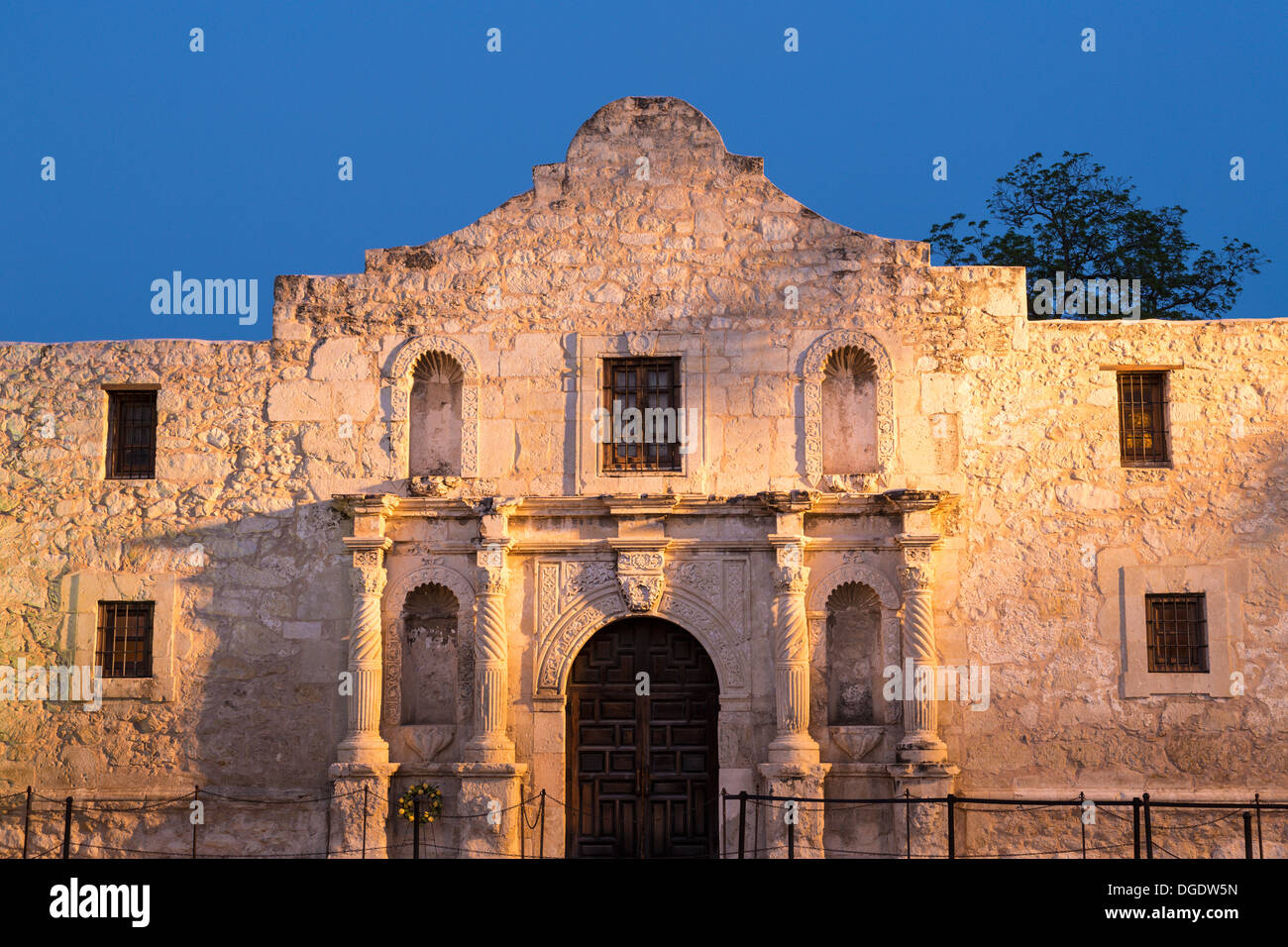 The Alamo at dusk San Antonio Texas USA Stock Photo