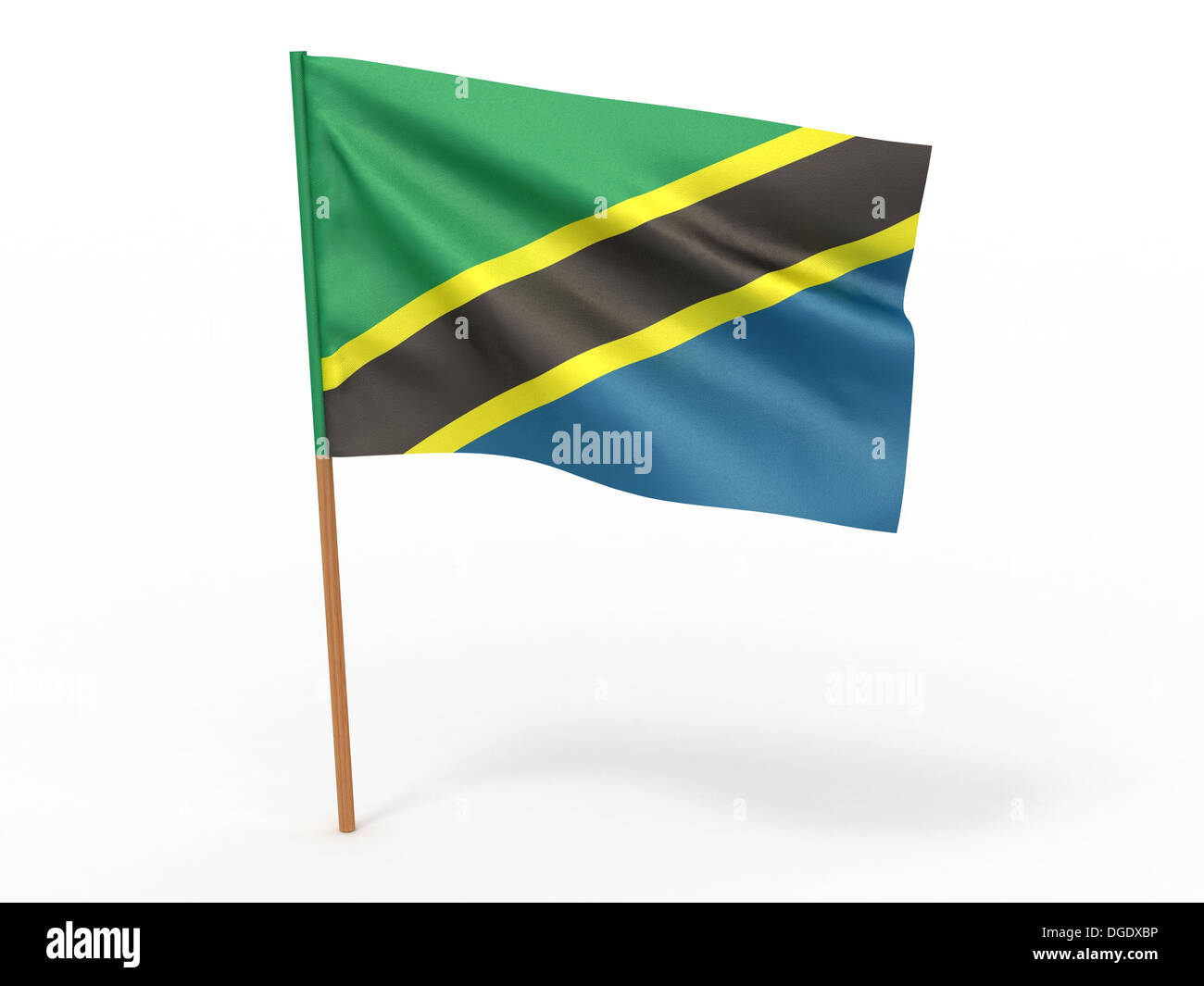 flag fluttering in the wind. Tanzania. 3d Stock Photo