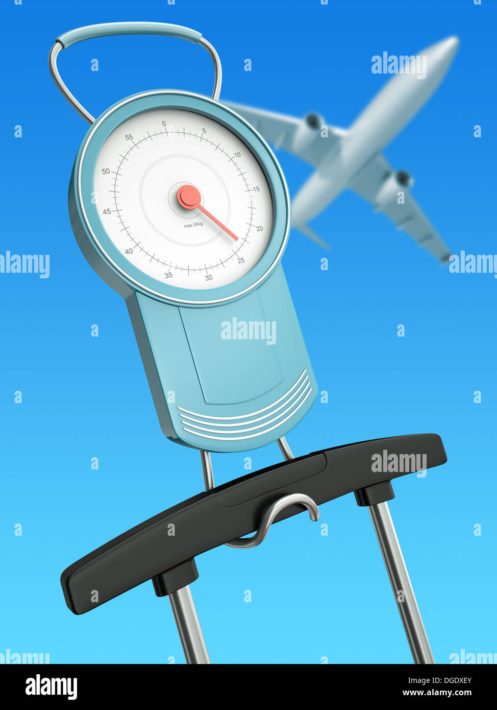 Air travel luggage weight limits concept. 3D render Stock Photo Alamy