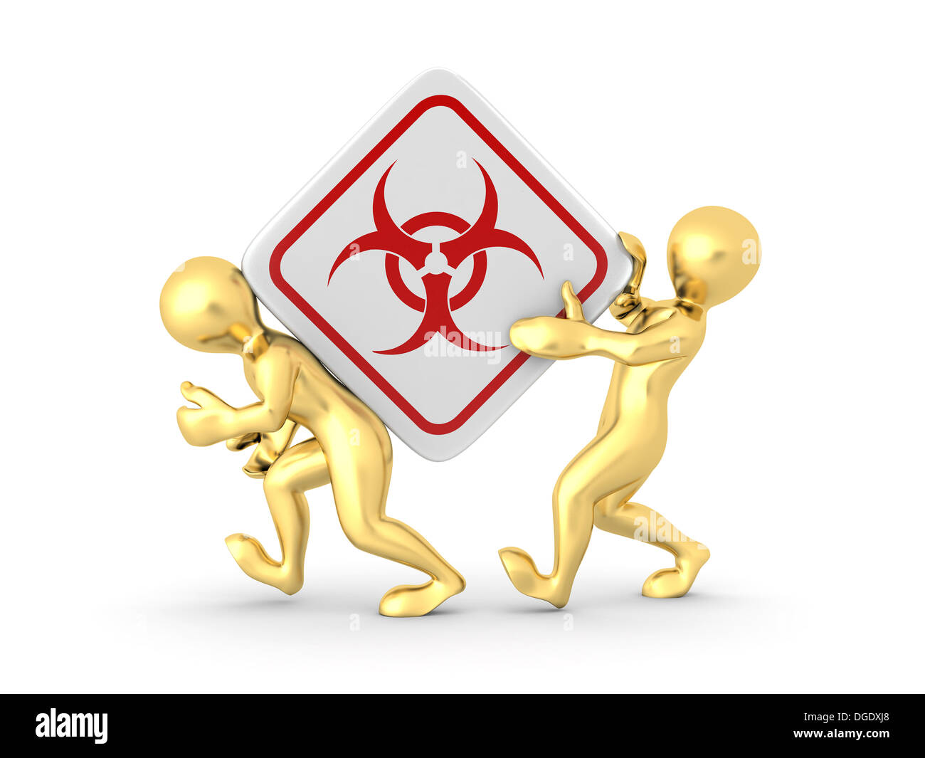Two men with simbol of radiation. 3d Stock Photo
