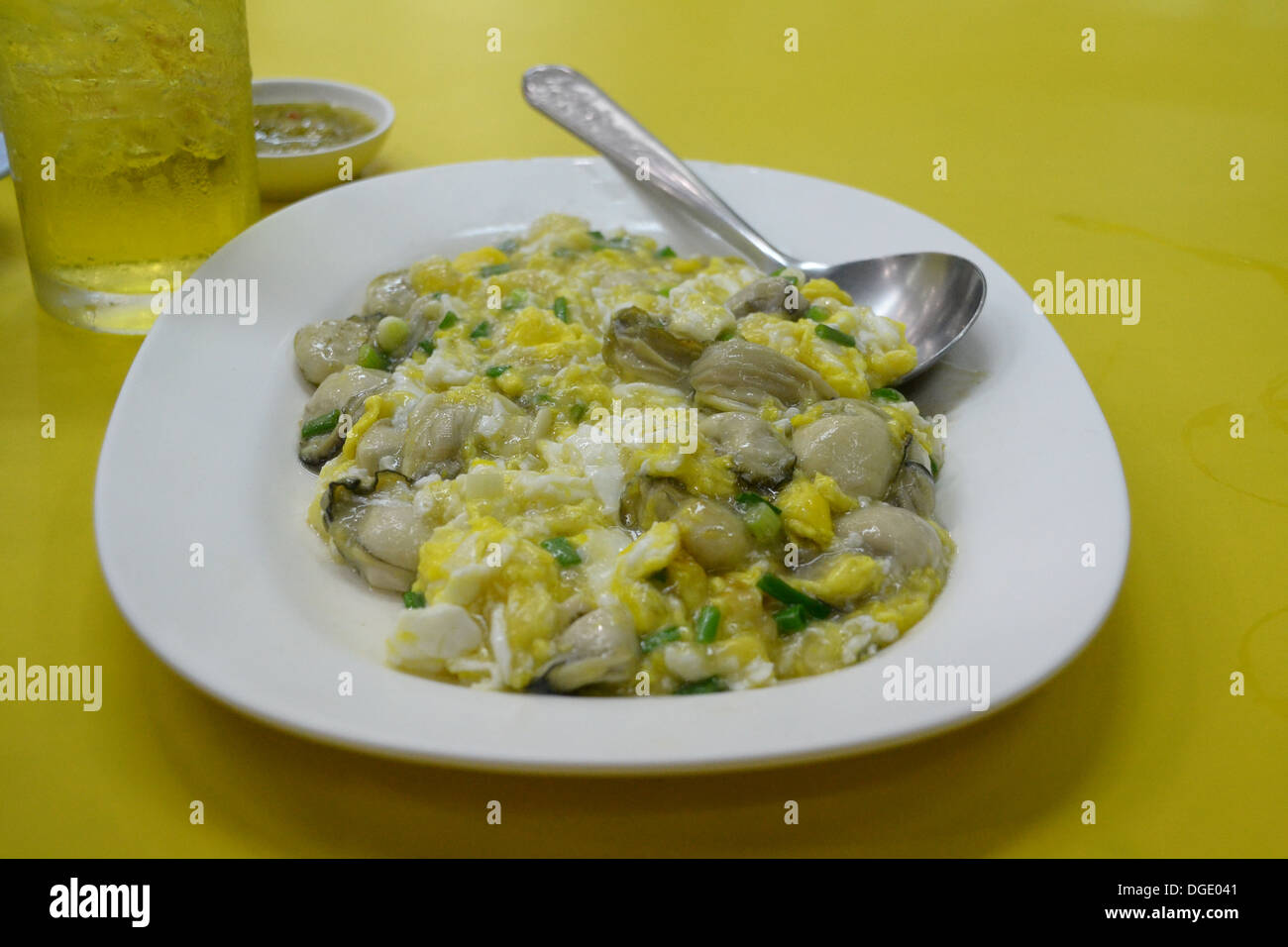 Fried oysters with egg Stock Photo Alamy