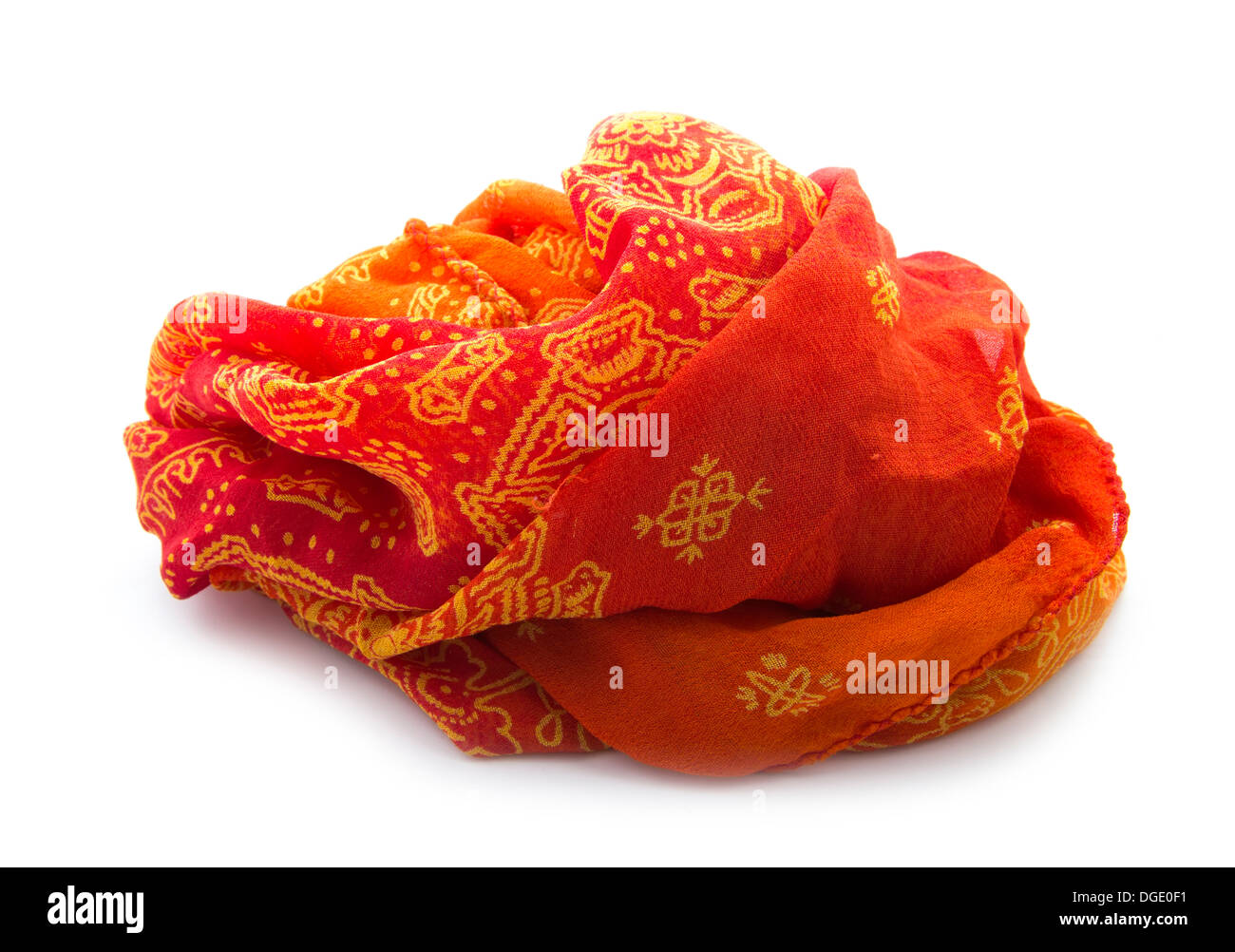 orange scarf isolated on white background Stock Photo