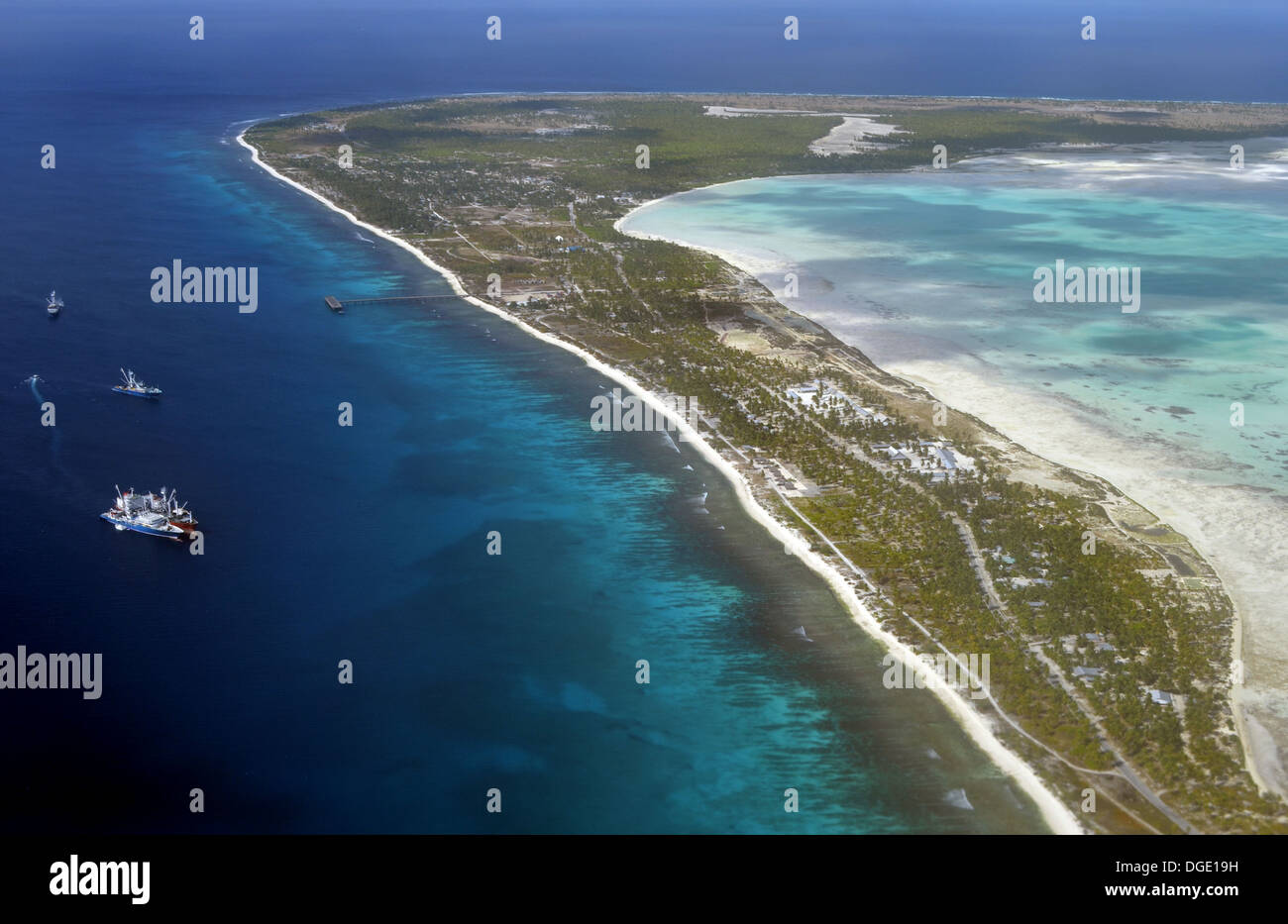 Aerial view of Christmas Island (Kiritimati), Kiribati Stock Photo