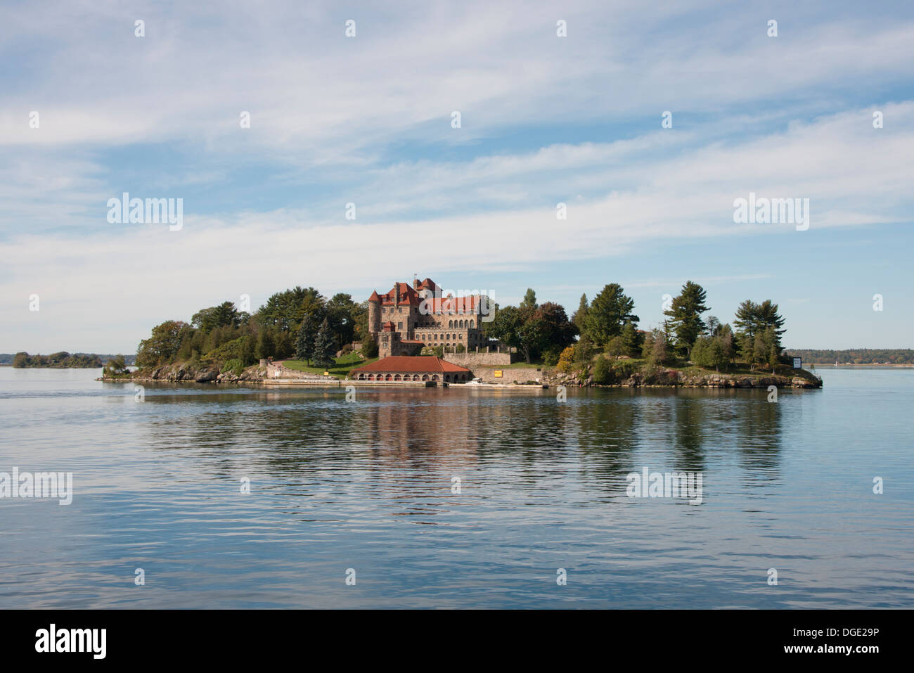 New York, St. Lawrence Seaway, Thousand Islands. Waterfront view of