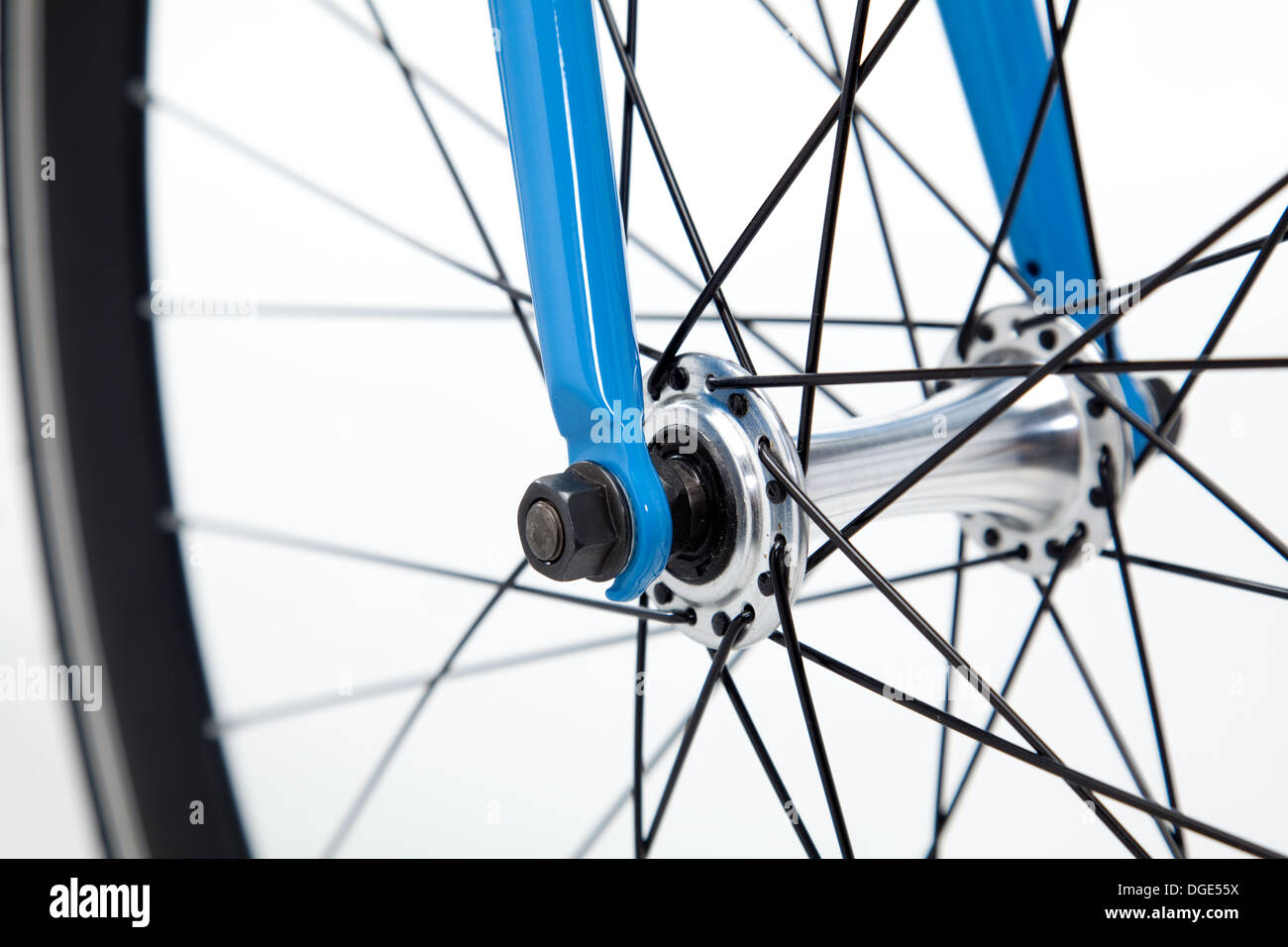 Bicycle front wheel hub Stock Photo Alamy