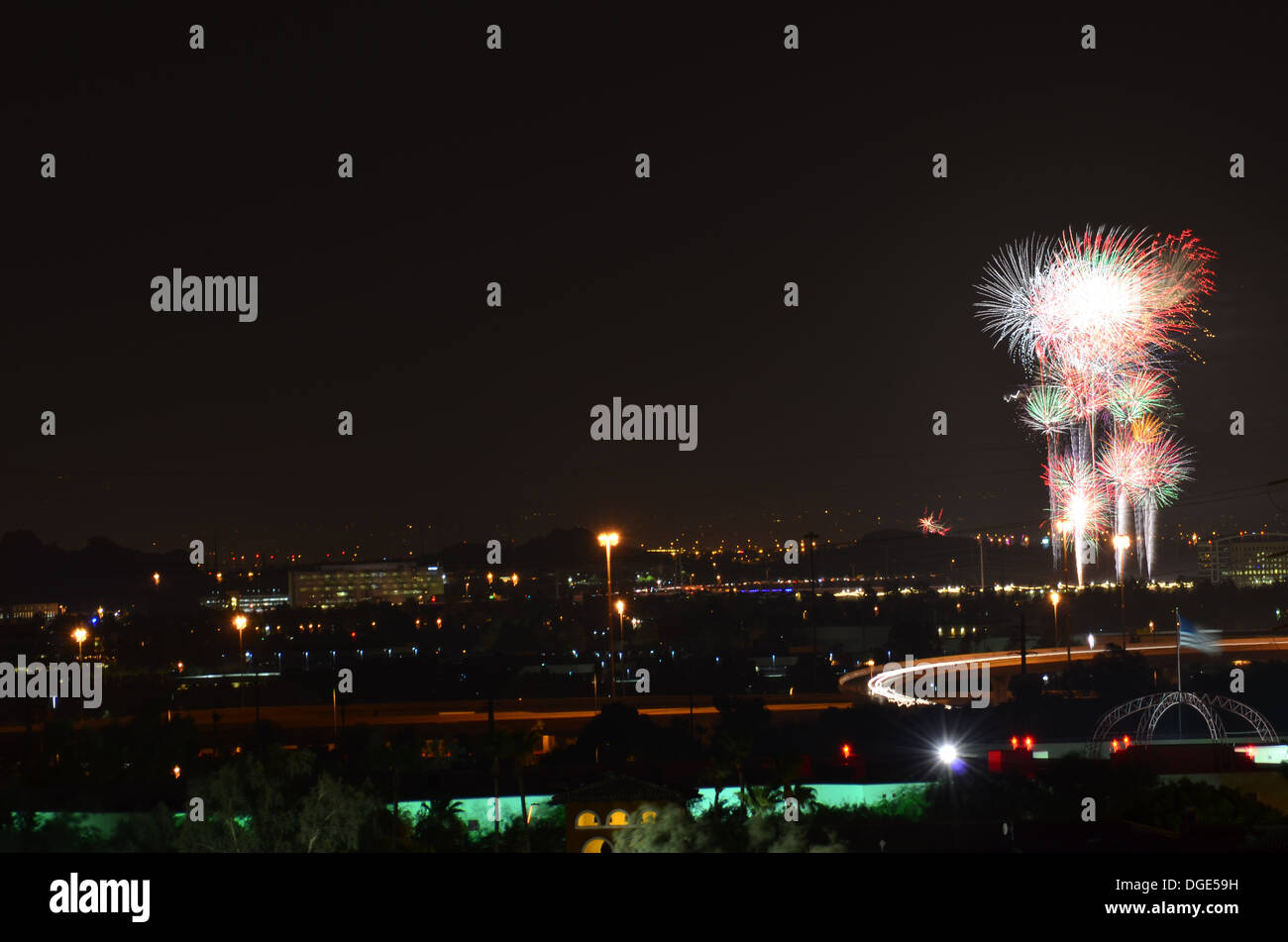 Hilltop Firework Show Stock Photo