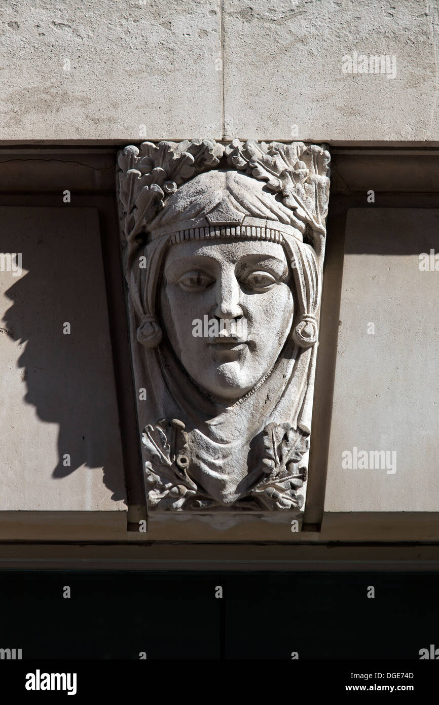 Carvings on the facade of Dorset House a 1930's office block, Stamford Street, London, England, UK. Stock Photo