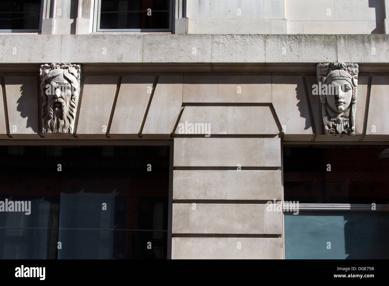 Carvings on the facade of Dorset House a 1930's office block, Stamford Street, London, England, UK. Stock Photo