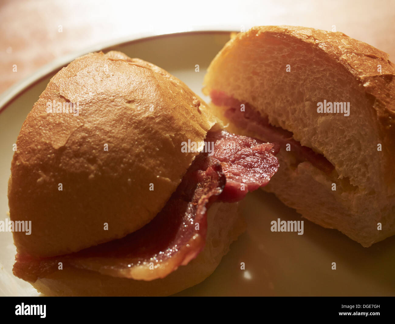 Bacon Roll sandwich, London, England Stock Photo Alamy