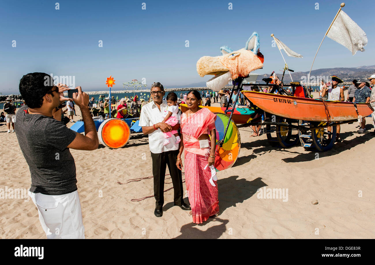 Ventura, CA, USA. 19th Oct, 2013. A family poses for a photograph in front of the
