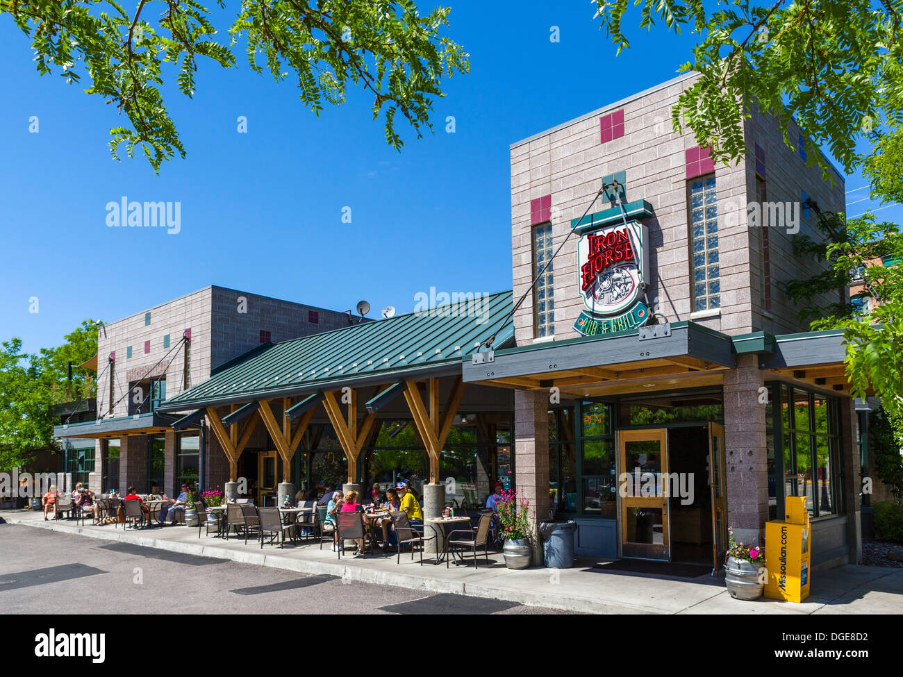 The Iron Horse brew pub on N Higgins Avenue in historic downtown Missoula, Montana, USA Stock Photo