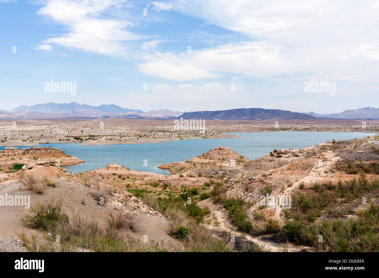 View over Lake Mead, Lake Mead National Recreation Area, Nevada, USA - much of the dry land used to be covered in water Stock Photo