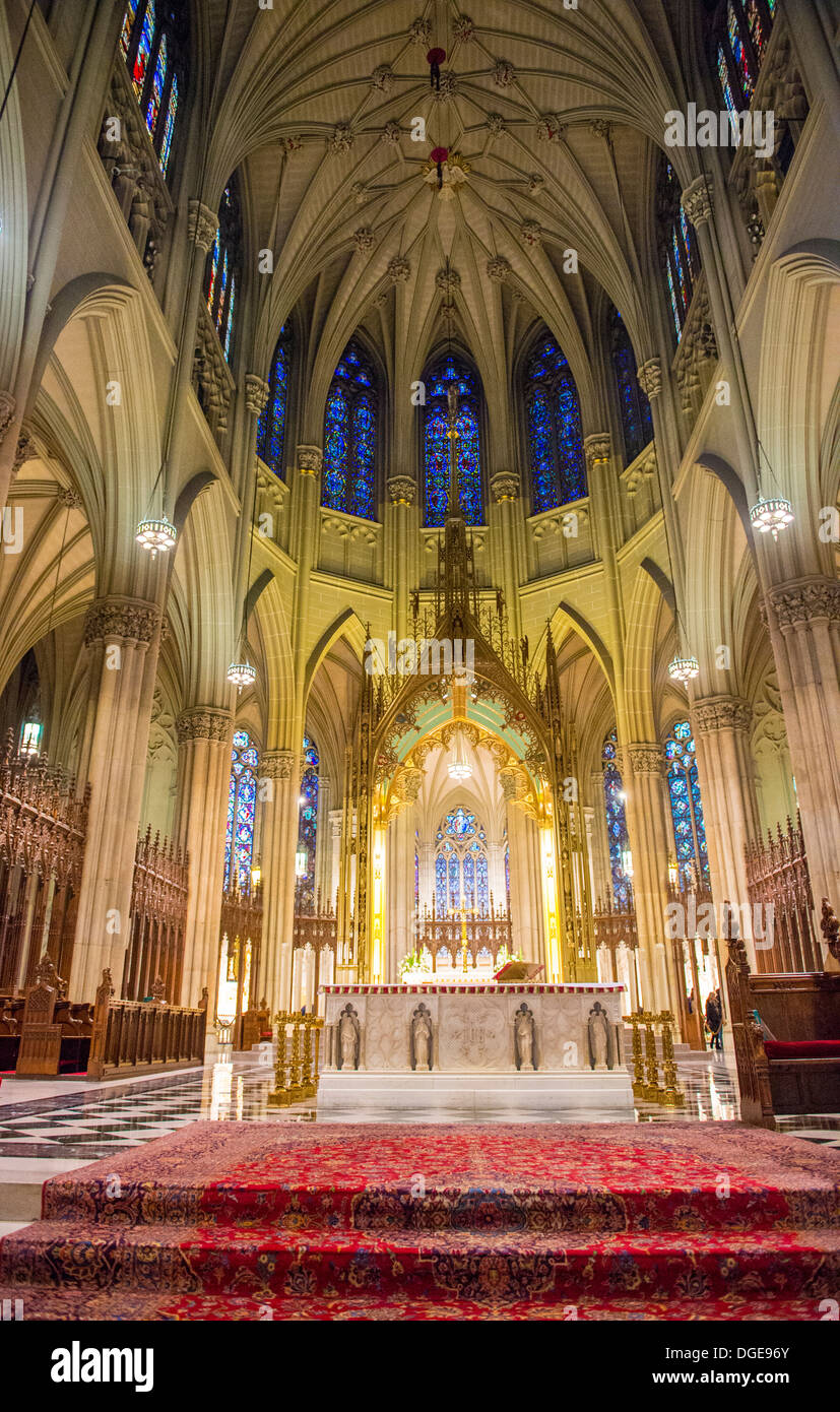 Interior of St. Patrick's Cathedral, a Neogothic Roman Catholic Cathedral in New York City. Stock Photo